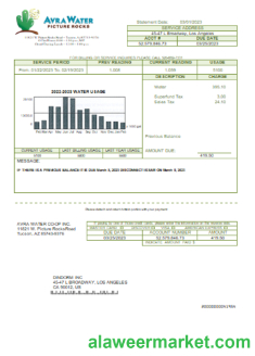 Avra Water Co-Op utility business bill, SCR